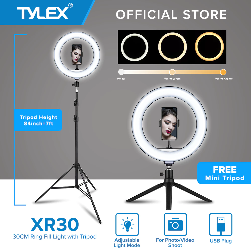 Tylex Selfie Ring Light with cell phone holder 12W