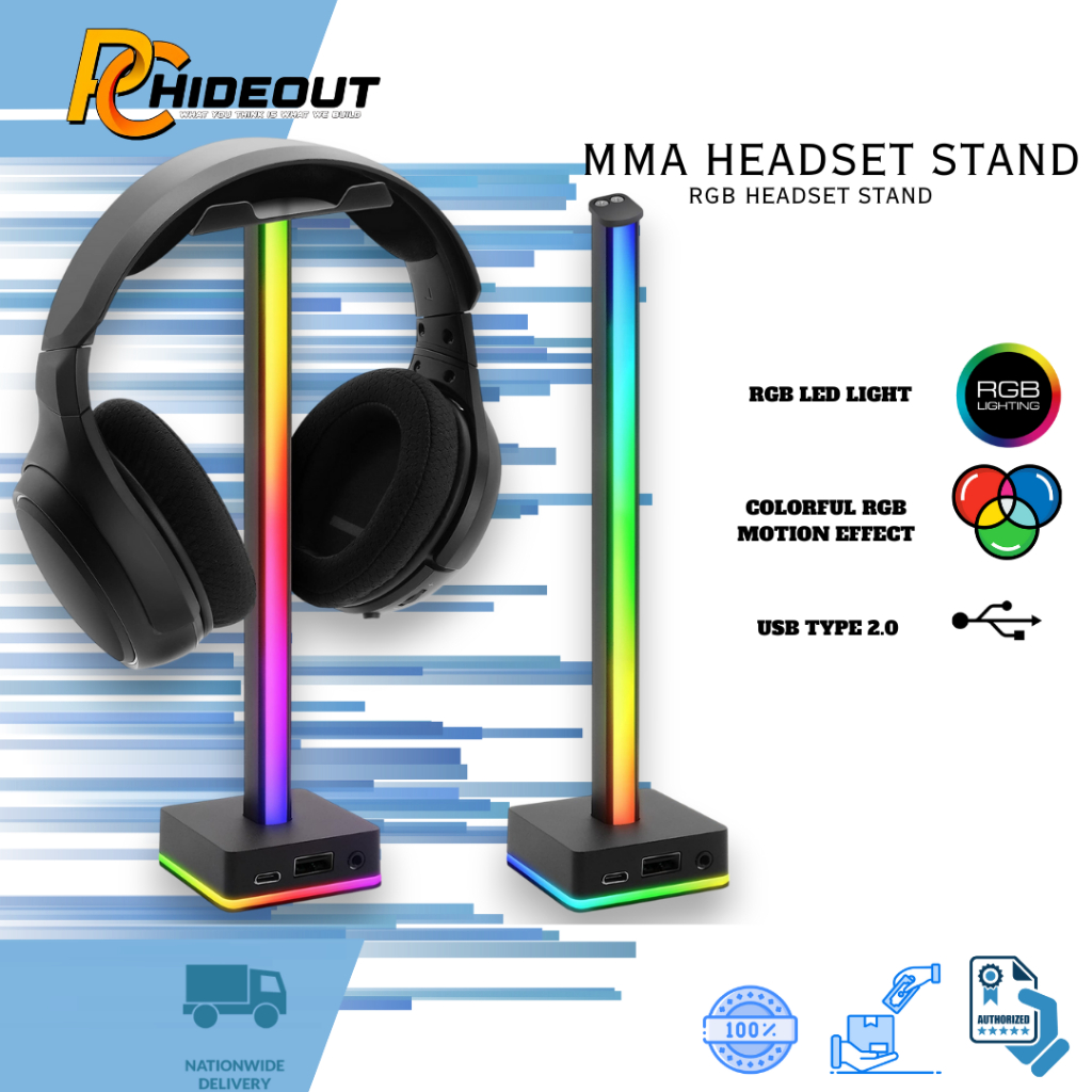MMA ARGB HEADSET STAND w/MUSIC SYNC (BLACK & WHITE) | Shopee Philippines