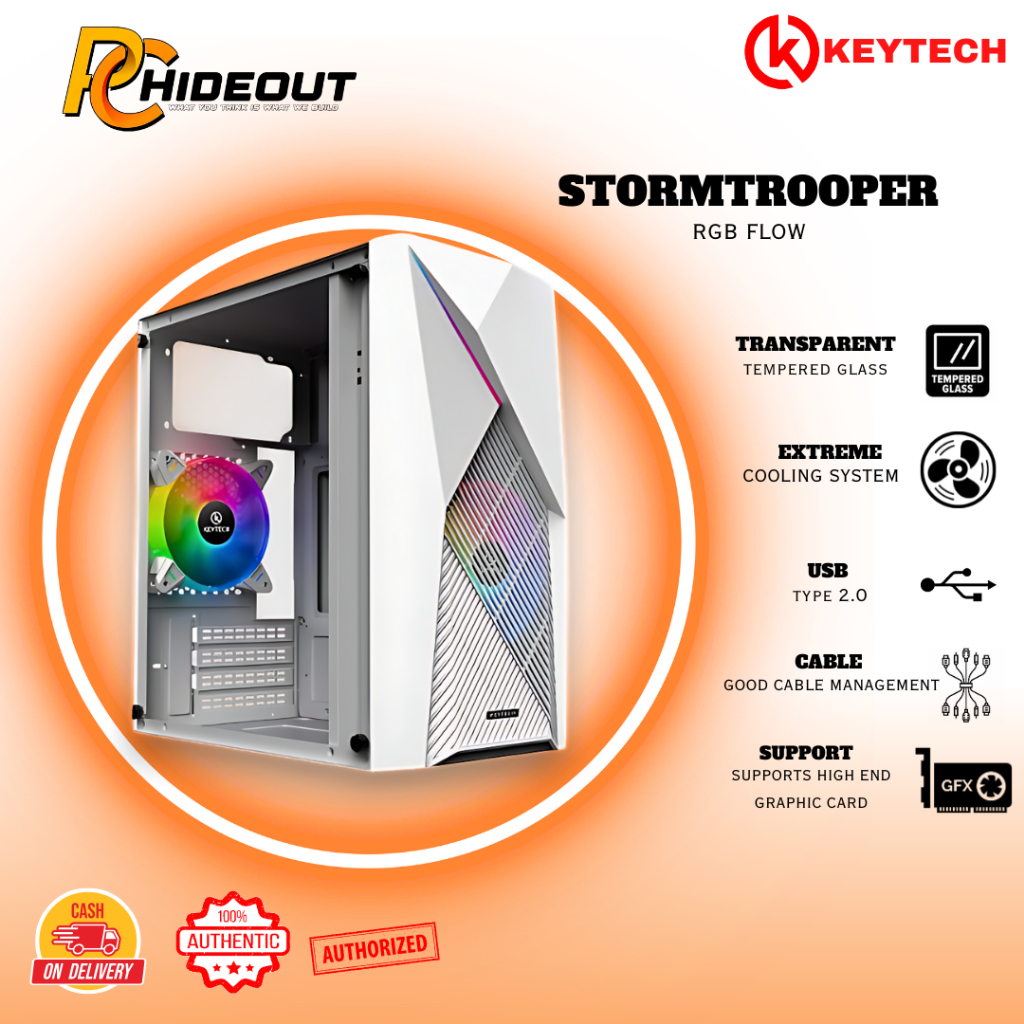KEYTECH STORMTROOPER GAMING PC CASE W/RGB FLOW M-ATX/M-ITX | Shopee ...