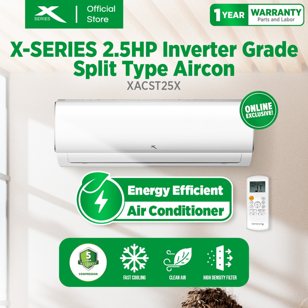 X-SERIES 2.5HP Split Type Aircon Inverter Grade Energy Efficient 2-way ...