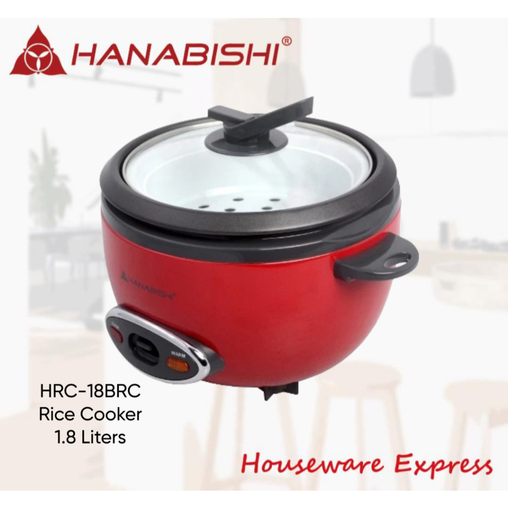 Hanabishi HRC18BRC Rice Cooker 1.8 liters with steamer Red/Silver HRC ...