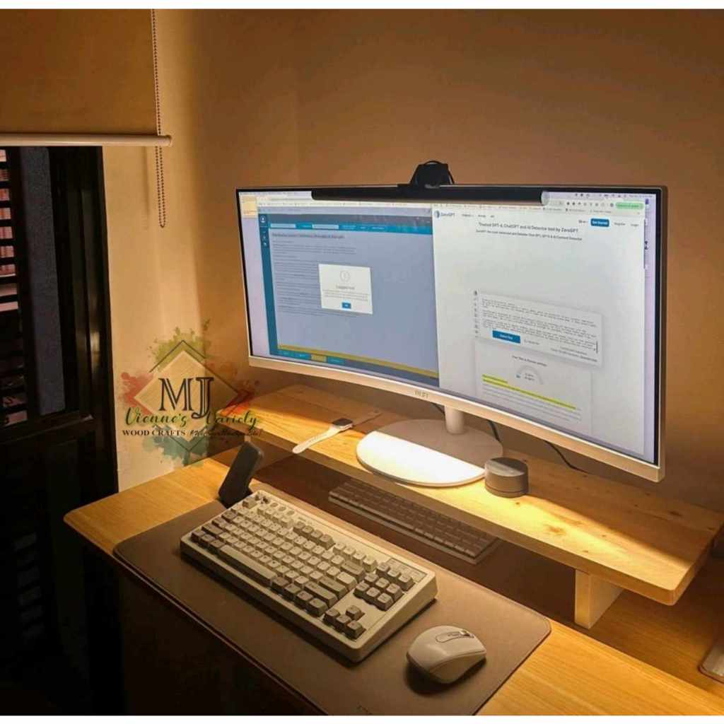 WOODEN MONITOR RISER | SINGLE DUAL MONITOR STAND| L-90cm/W-23-24cm/H-8 ...