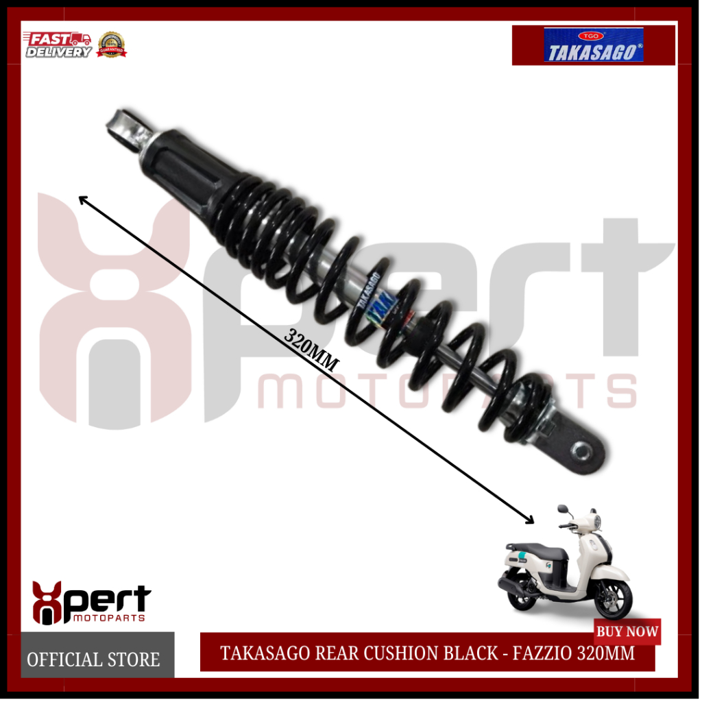 REAR CUSHION (SHOCK ABSORBER) TAKASAGO 320MM - FAZZIO BLK (PER PIECE ...