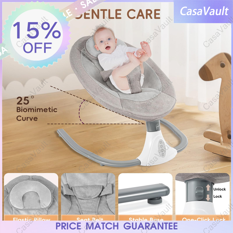 CasaVault Baby Swing Rocker with Mosquito Net Electric Rocking Chair ...