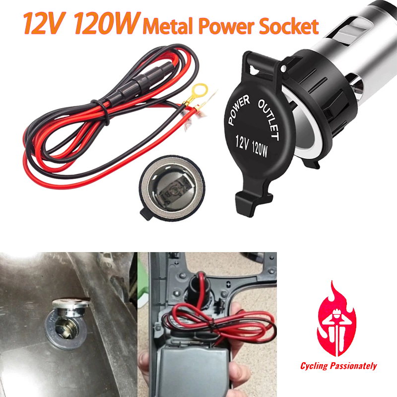 Car Motorcycle 12V 120W Metal Power Socket Motorcycle Truck Car ...