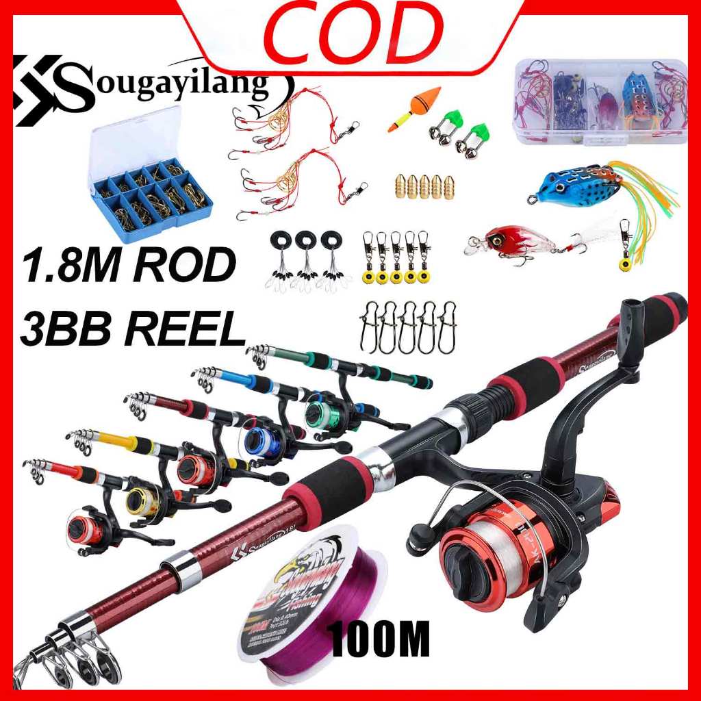 Sougayilang 1.8M Spinning Pamingwit Telescopic Portable Fishing Rod 3BB ...