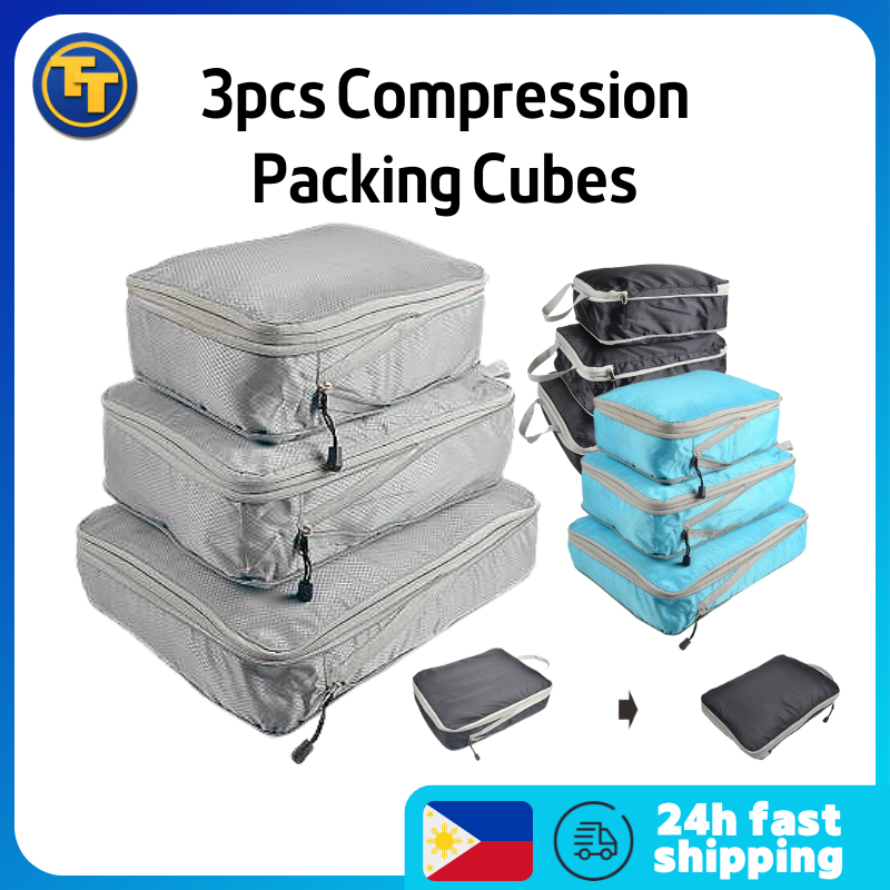 Compression Packing Cubes 3pcs Organizer Travel Storage Bag Pouch ...