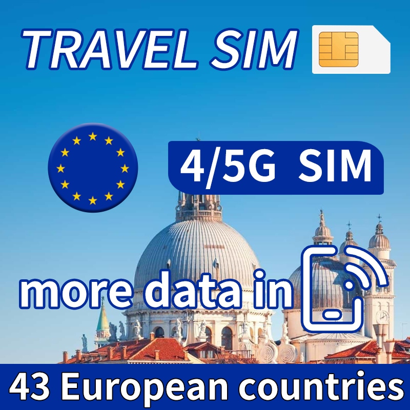 43 European countries TRAVEL SIM(10-30days 5GB-60GB Unlimited DATA) 4G ...
