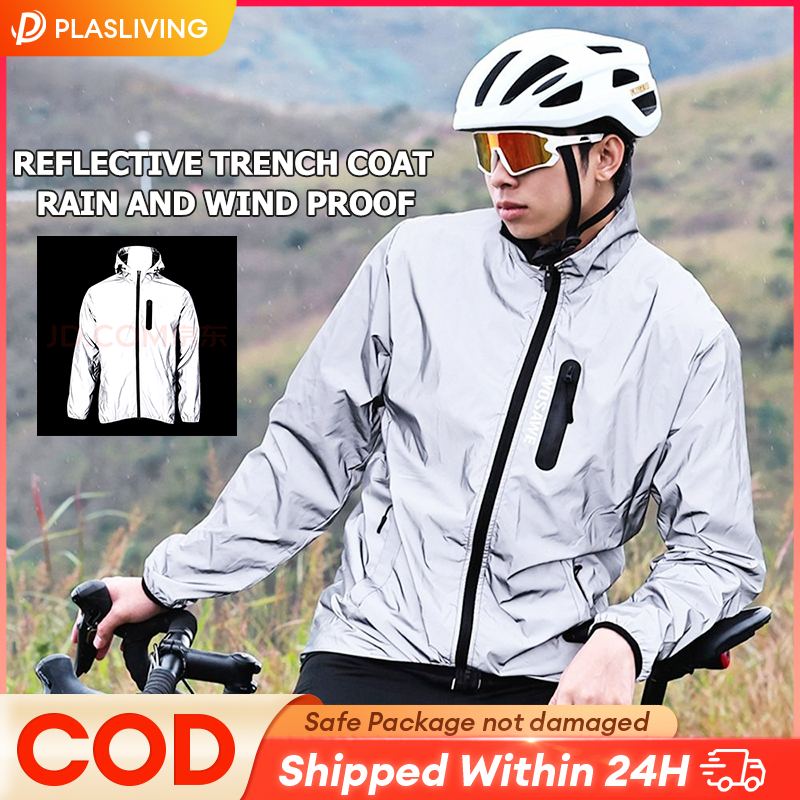 Cycling jacket full reflective windbreaker night running waterproof ...