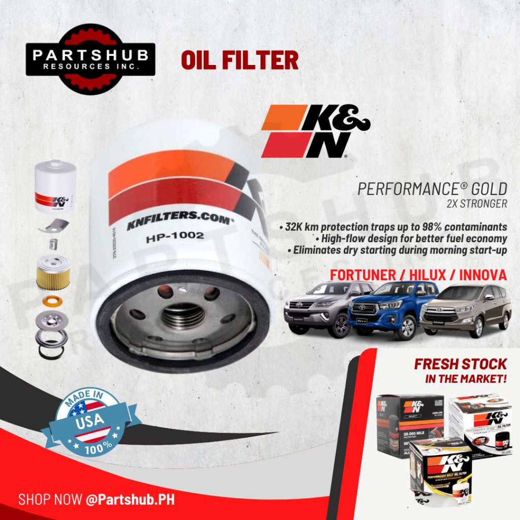 K&N OIL FILTER HP-1002 (FORTUNER,INNOVA,HILUX,ECOSPORT,MUSTANG,HIACE ...