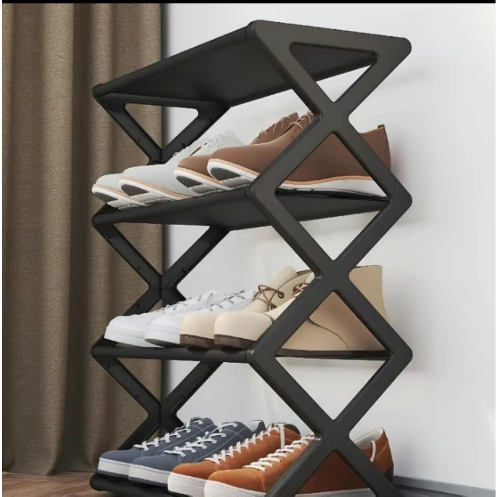 4 Layer Fodable Shoes Rack Tier Colored StackableStainless Steel Shoes ...