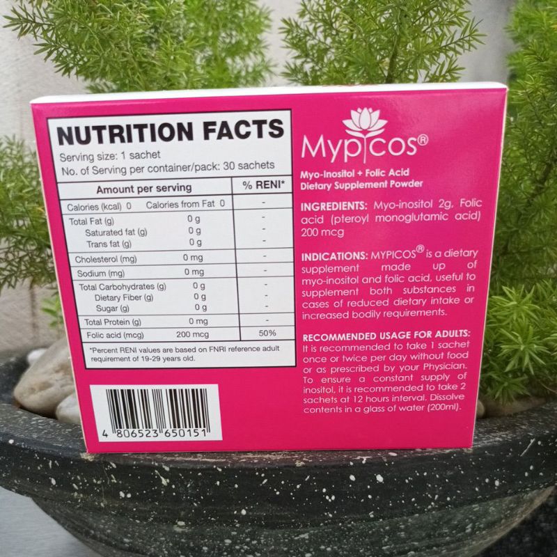 Mypicos Myo-Inositol + Folic Acid Dietary Supplement Powder | Shopee ...