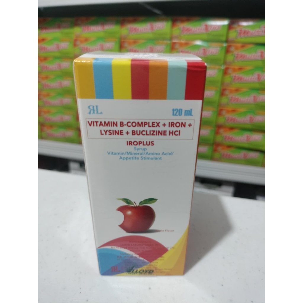 VITAMIN B-COMPLEX+IRON+LYSINE+BUCLIZINE HCI IROPLUS 120ML SYRUP ...