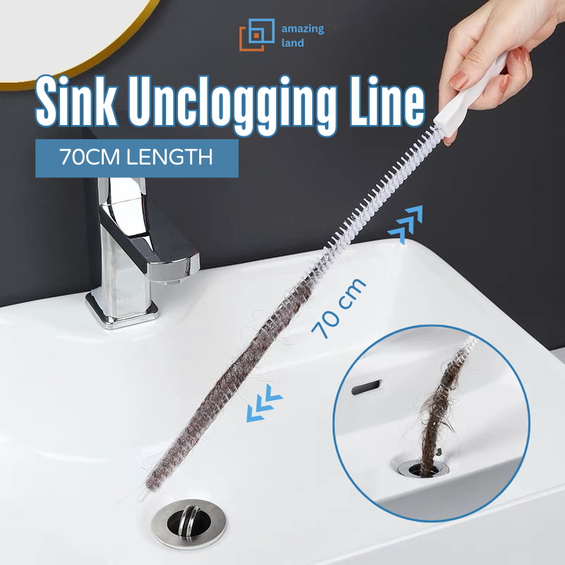 70CM Pipe Dredging Brush Sink Drain Cleaner Bendable Flexible Clog Plug ...