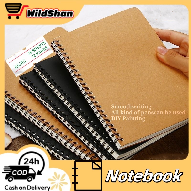 Thickened b5 kraft paper coil notebook simple frosted black card ...