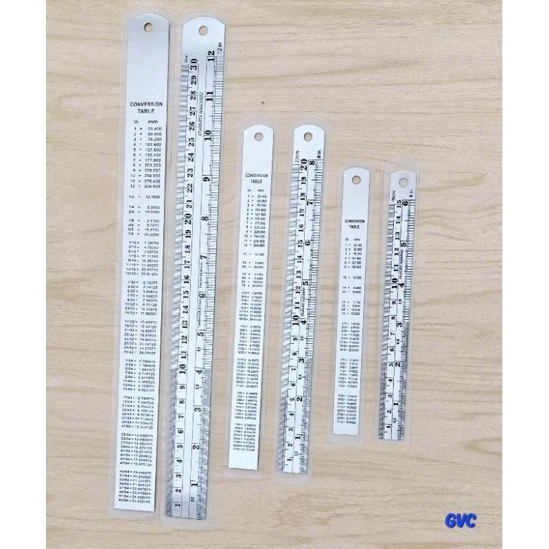 Stainless Steel Ruler with Inches and Centimeter Scales and Conversion ...