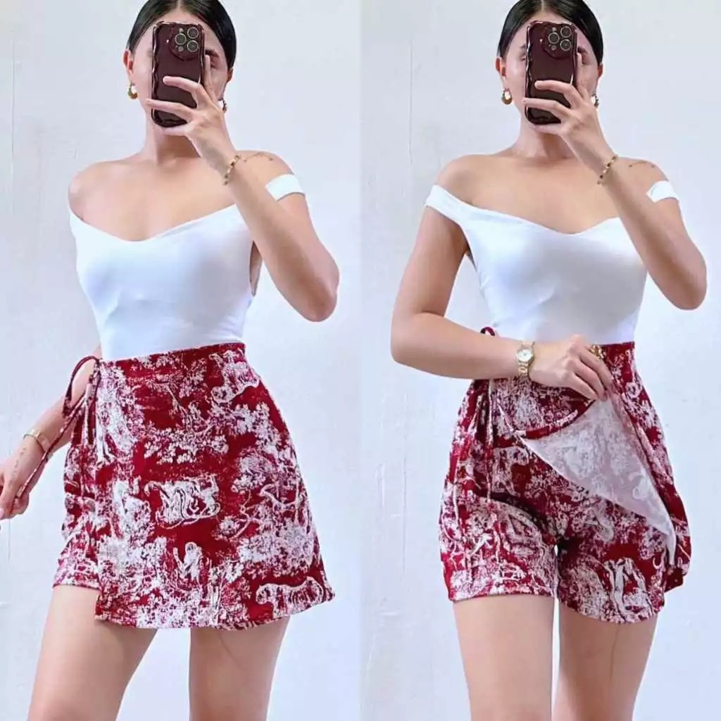 D&C.Plus Size Checkered Skort Tie Wrap overlap Short For women | Shopee ...
