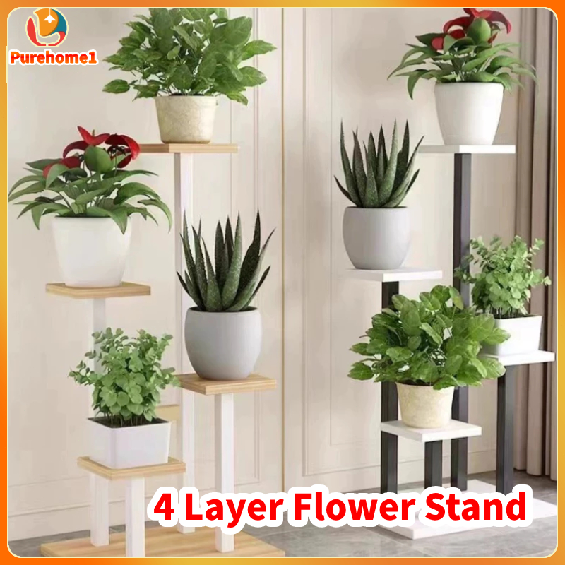 4-Layer Plant Rack Flower Pot Display Shelf Indoor Outdoor Yard potted ...