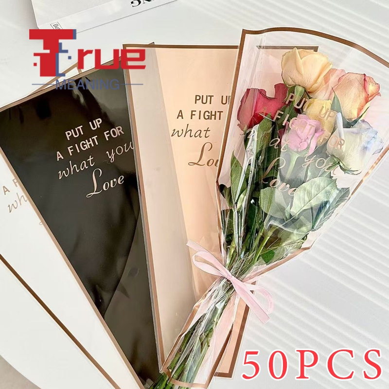 50PCS Flower Packaging Transparent Bag Flower Wrapping Bouquet Gift ...