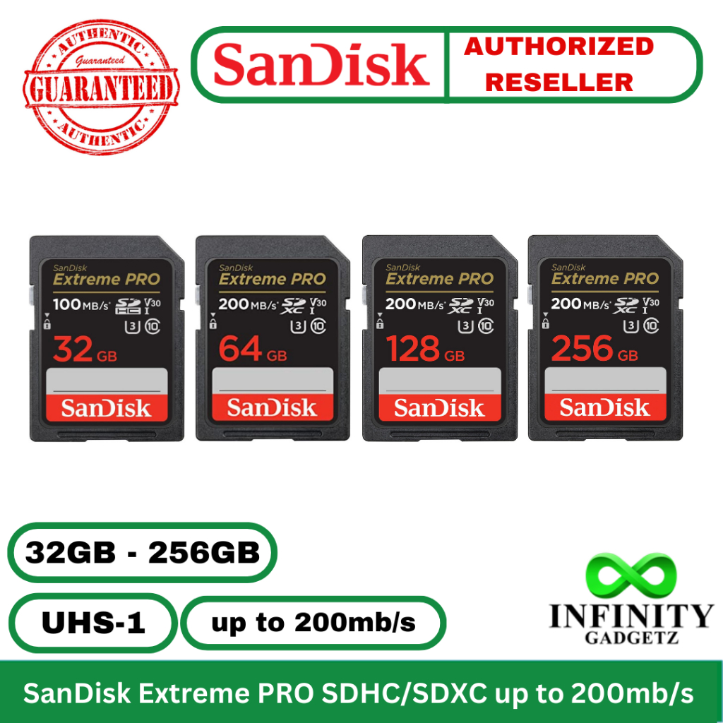SanDisk Extreme Pro SDXC Class 10 200MB/s UHS-I U3 V30 4K SD Card ...