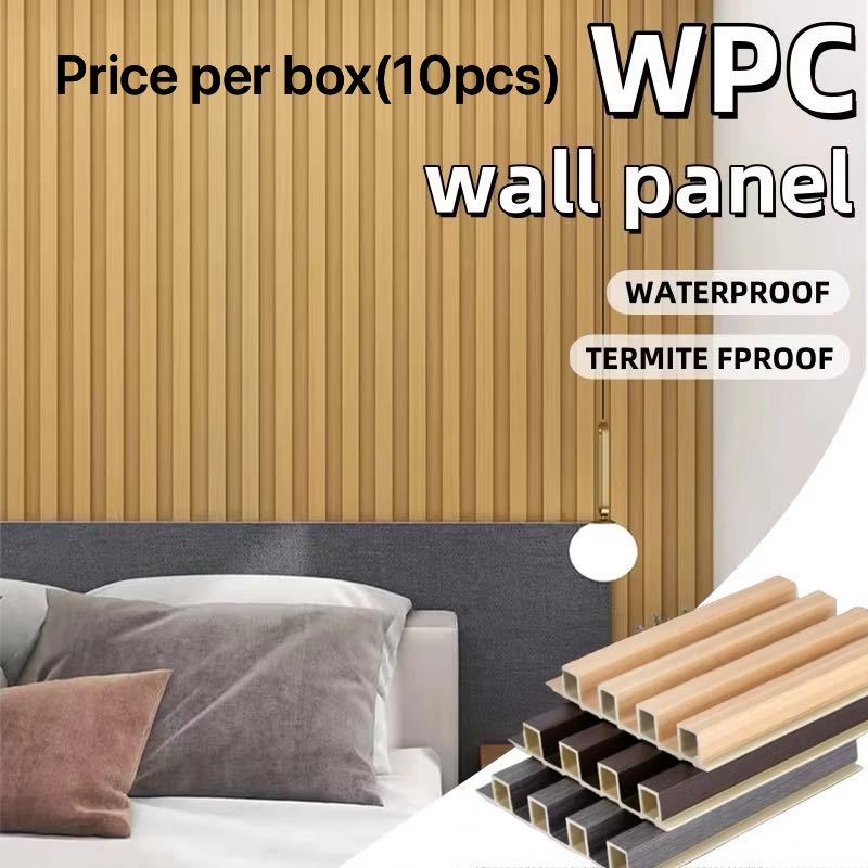 (Price per box)TAIWAN WPC Fluted Wall Panel Wood Wallpaper Waterproof ...