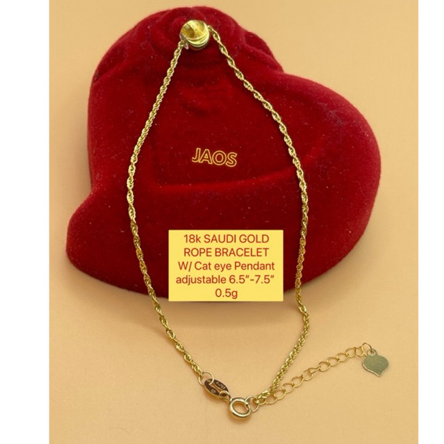 COD PAWNABLE 18k SAUDI GOLD CAT EYE ROPE BRACELET | Shopee Philippines