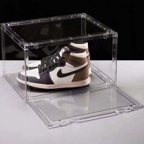 Acrylic shoe box Magnetic side drop shoe box Stackable Large Sneaker ...