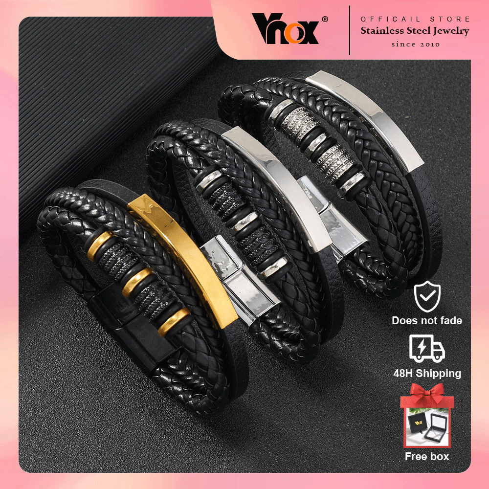 VNOX Personalized Leather Bracelet For Men - Engraved Motivational Cuff Bangle, Encouragement Gift - View #6
