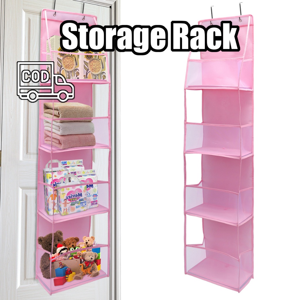 4Layers Pink Storage Rack Multi-Functional Wall-Mounted Storage Holder ...