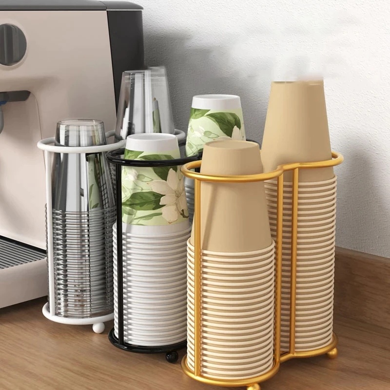 Paper cup holder metal disposable paper cups storage rack for home milk ...