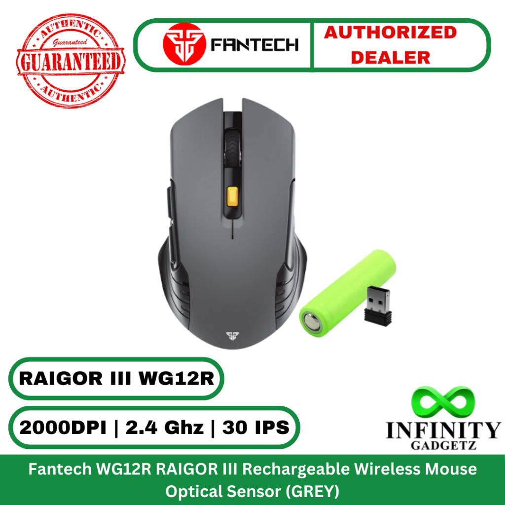 Fantech WG12R RAIGOR III Rechargeable Wireless Mouse Optical Sensor ...