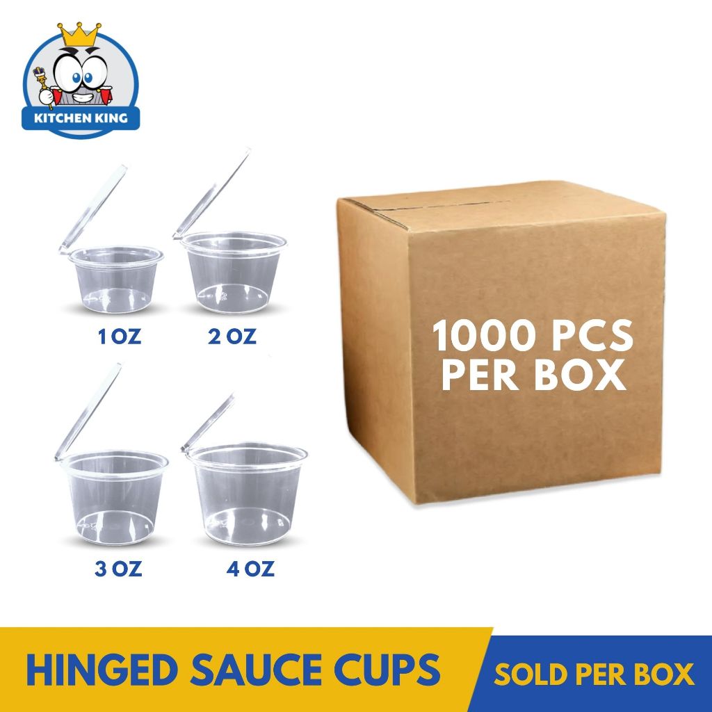 [1,000pcs] Hinged Sauce Cup Containers | Clear Transparent Sauce ...