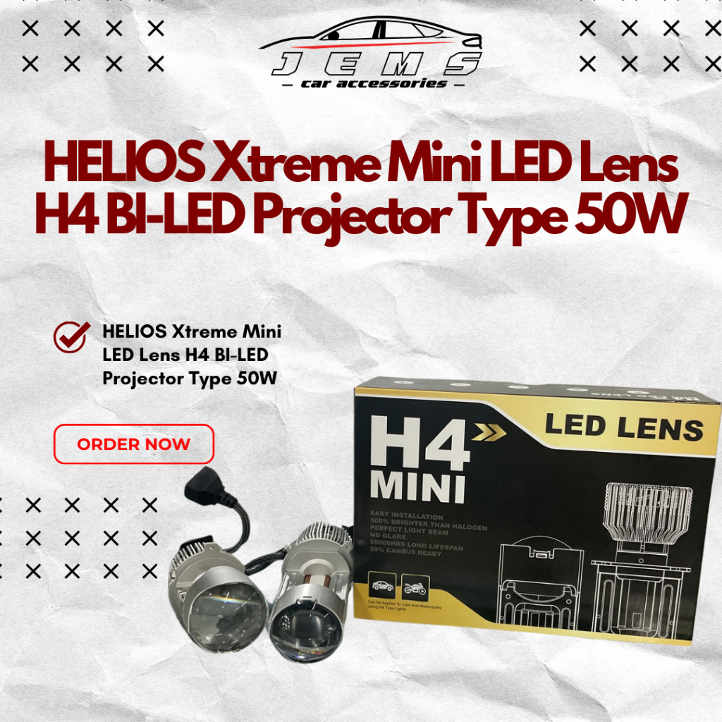 HELIOS Xtreme Mini LED Lens H4 BI-LED Projector Type 50W | Shopee ...