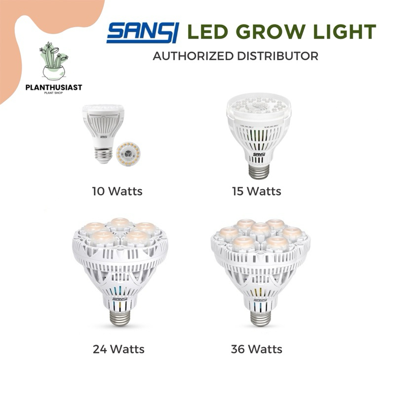 SANSI Grow Light Bulbs - 24W + 3x 10W LED Full Spectrum Plant Lights With Optical Lens, 4000K Daylight, 25,000 Hours