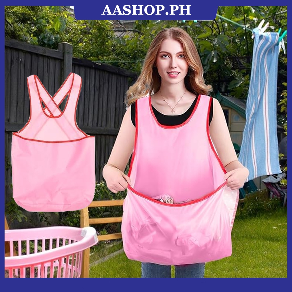 Portable Clothes Drying Apron Laundry Apron With Large Bag Waterproof ...