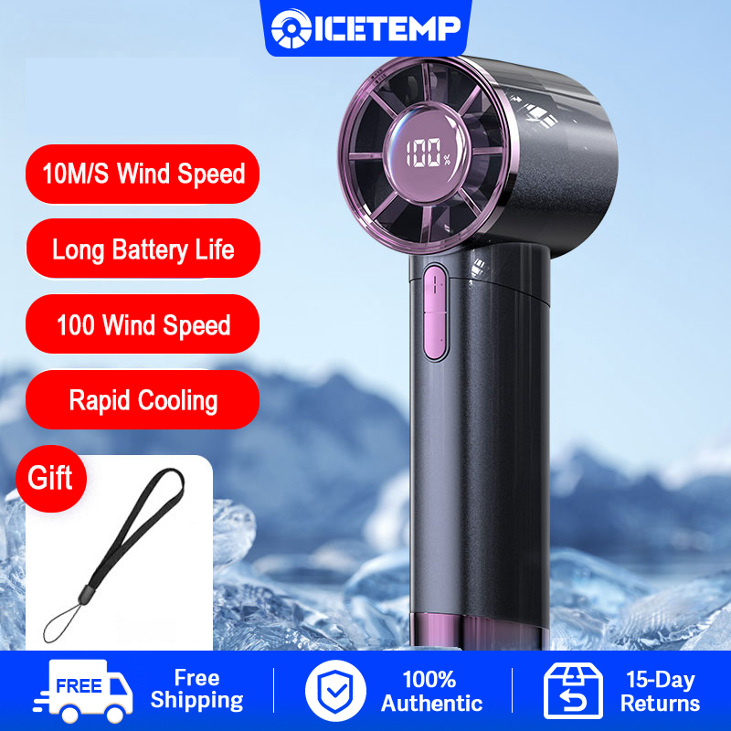 IceTemp 8000MAH Handheld Mini Fan Small 100-wind-speeds rechargeable ...