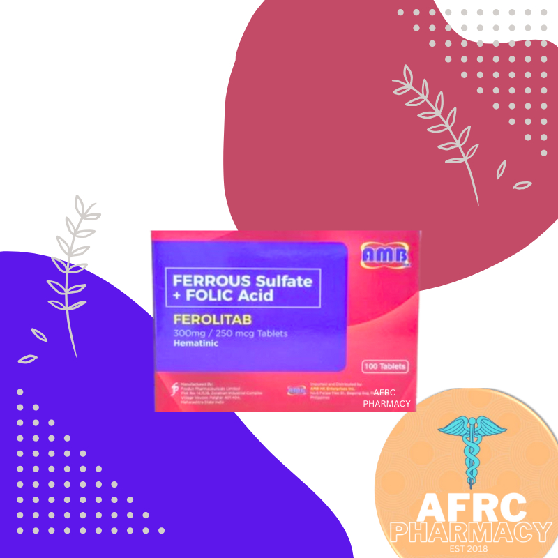 AMB Ferolitab Ferrous + Folic Acid 300mg/250mcg 100 Tablets | Shopee ...