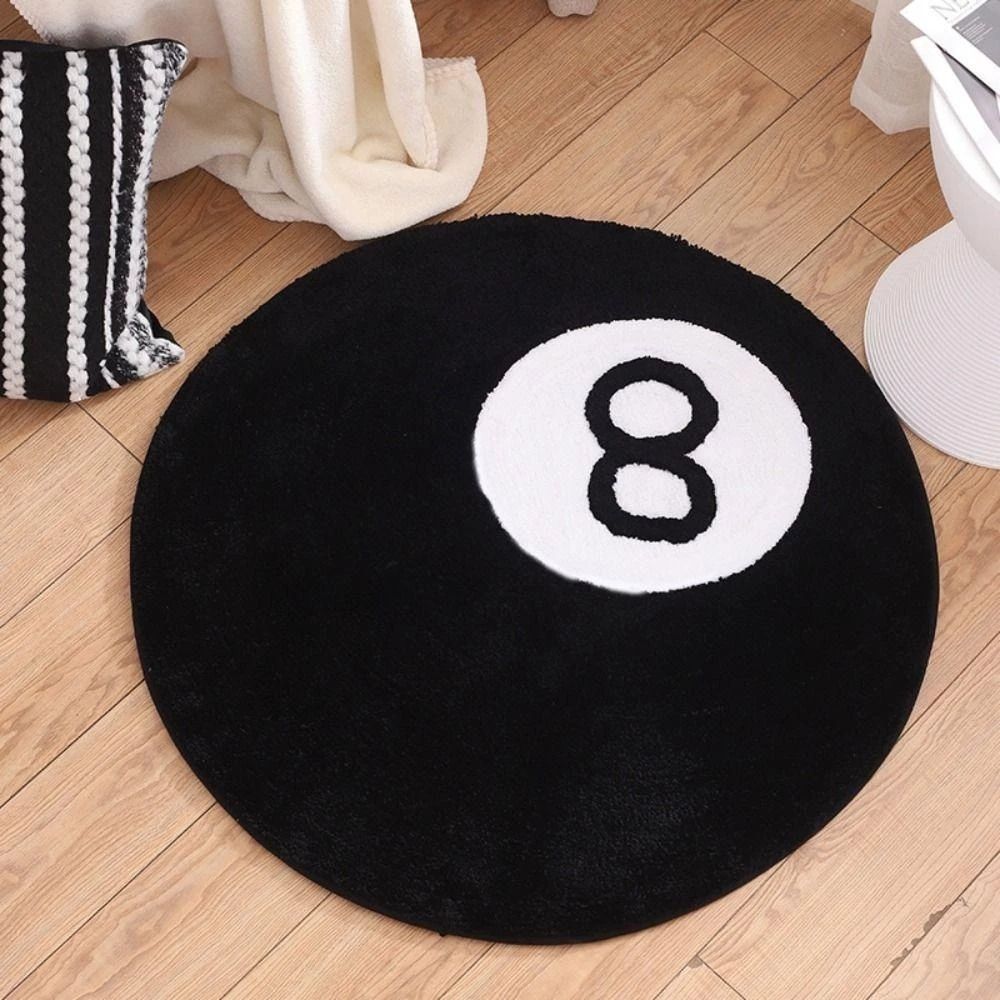 8 Ball Rug Carpet Skin Friendly Black Anti-slip Soft Plush Chair Pad ...