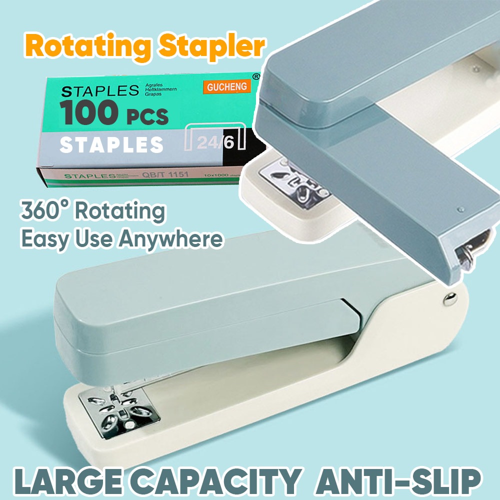 360° Rotating Stapler Rotate Compatible Easy Any Long Paper Metal ...
