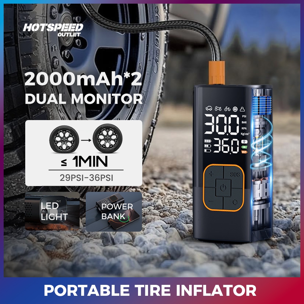 HOTSPEED Tire Inflator For Car Heavy Duty Compressor Portable Air Pump ...