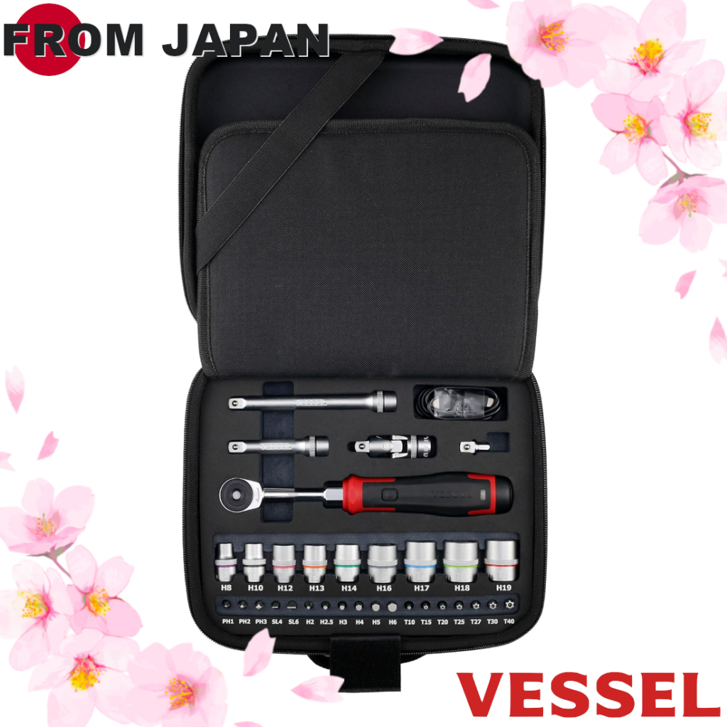 Vessel Cordless Electric Slim Ratchet with 31 Socket Bits Set 400ER3-1M ...
