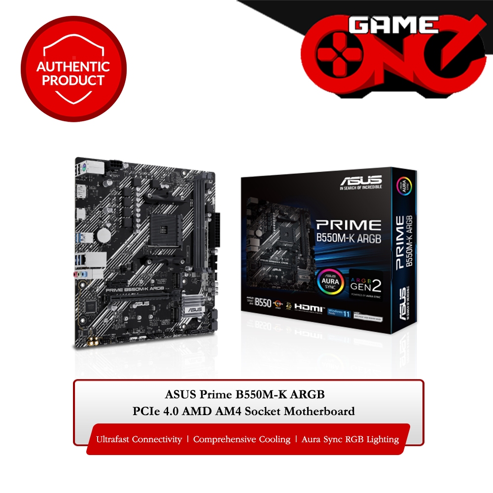 ASUS Prime B550M-K ARGB PCIe 4.0 AMD AM4 Socket Motherboard | Shopee ...