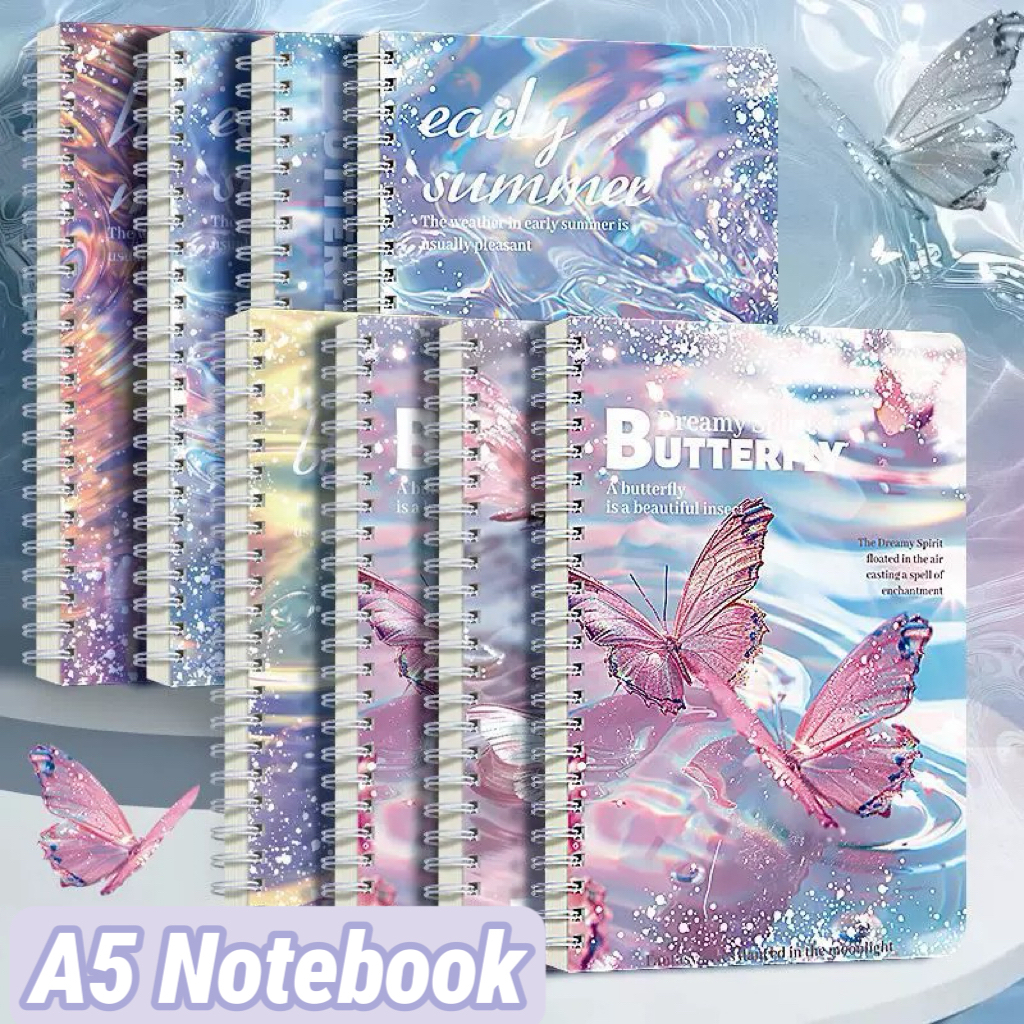 A5 Coil Book Notebook Butterfly Thickened Pages Taking Notes Diary ...