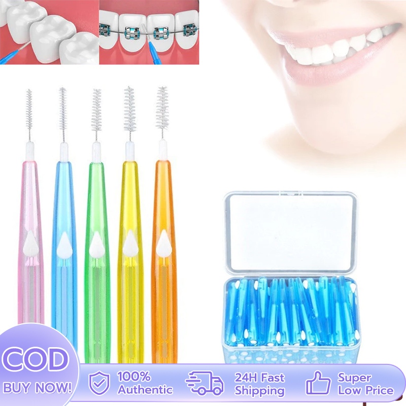 30 PCS Interdental Brushes Push Pull Slim Toothpick Orthodontic Wire 