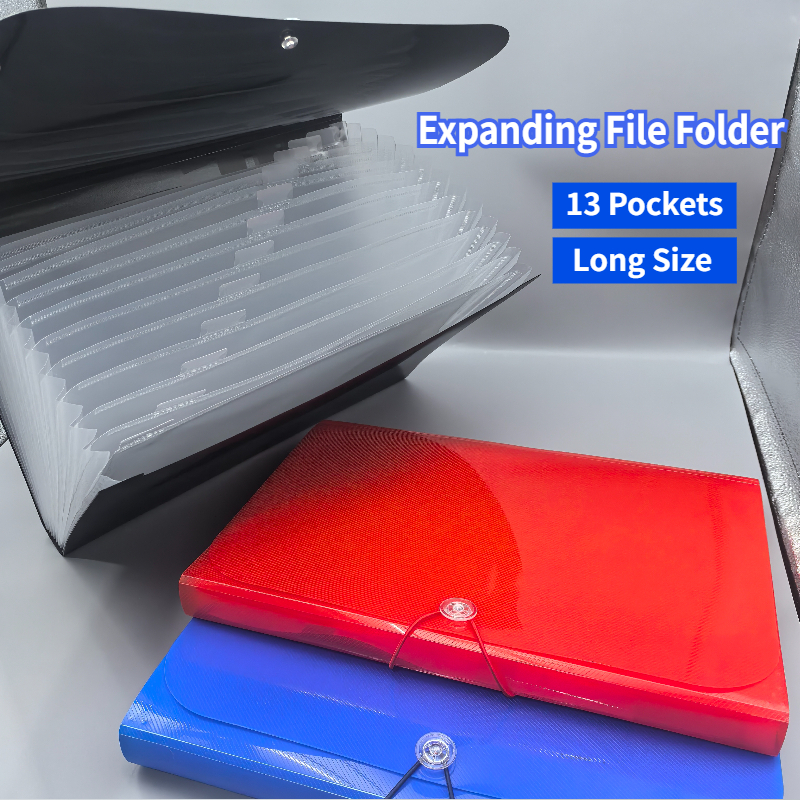 Long Expanding File Folder 13 Pockets Organ Bag Expanding File Bag with ...