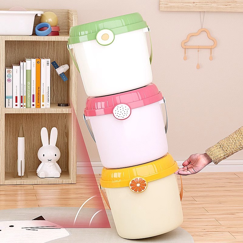 Trove Plastic Storage Stool Transparent Ottoman Storage Box for Baby ...