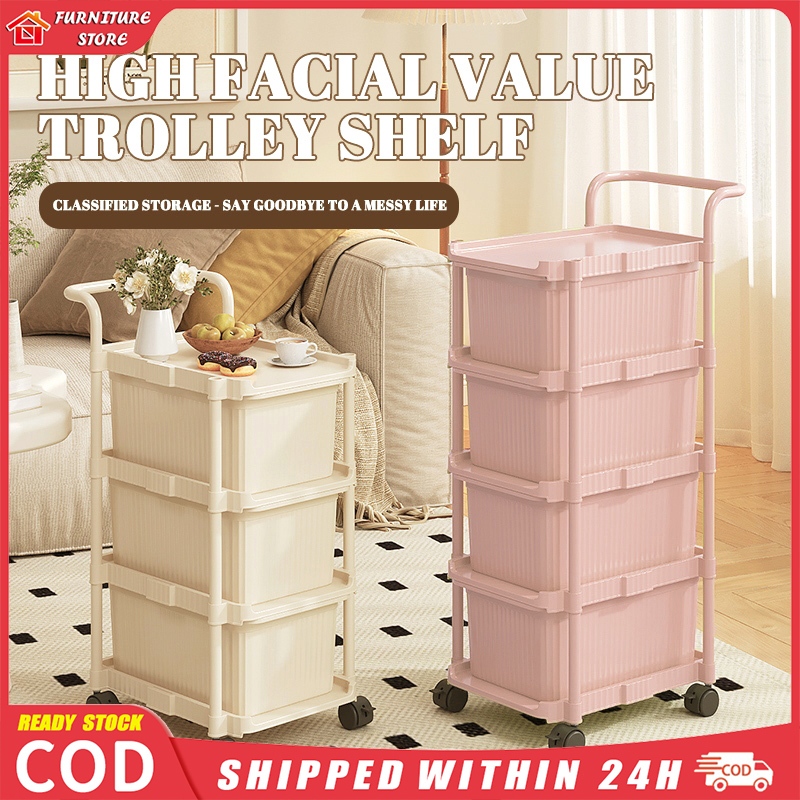 Multi-layer Multifunction Book Storage Rack With Wheel Household Rak ...