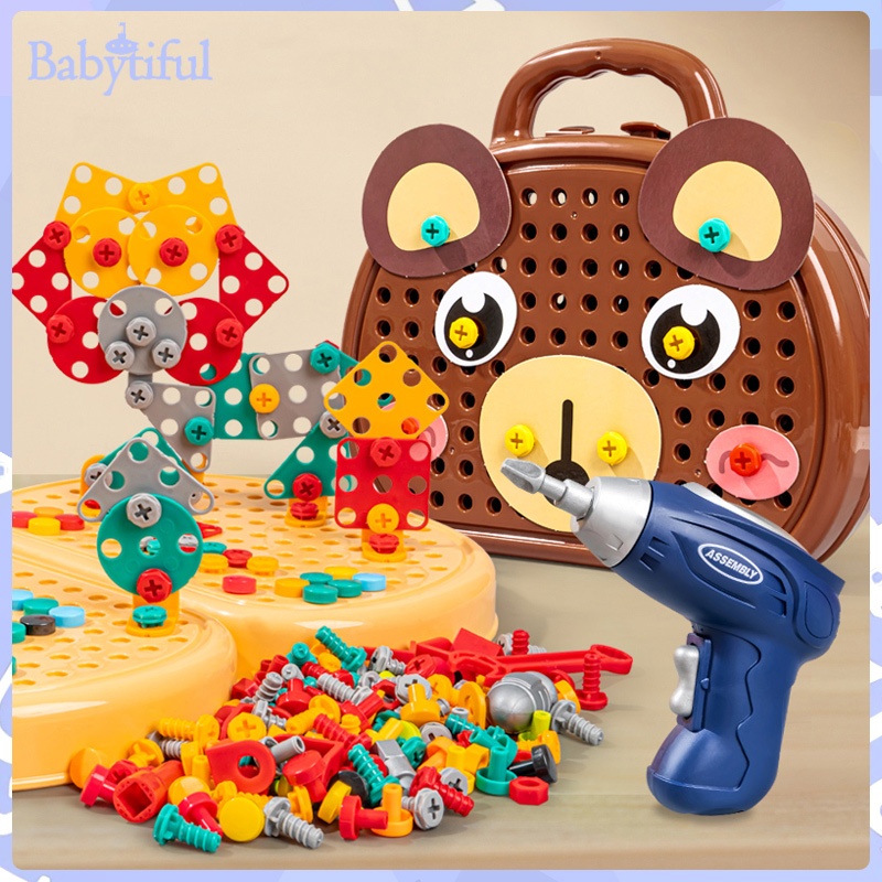 450Pcs DIY Tool Set Toys for Kids 3D Build with Electric Drill Tool ...