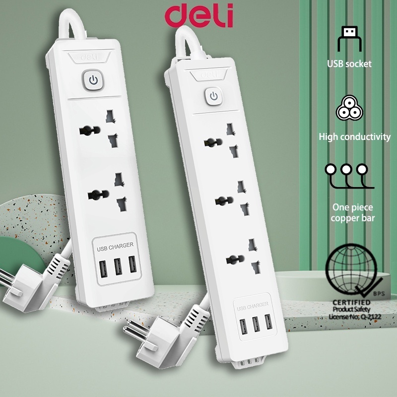 Deli USB Socket Extension 2M Universal Multifunctional Electrical With ...
