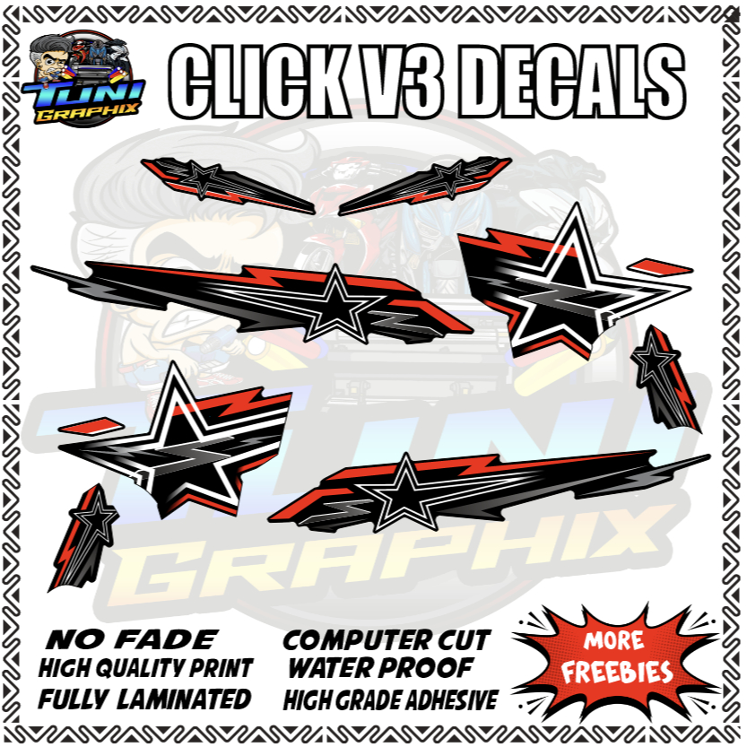 HONDA CLICK 125i V3 / V4 Simple Star New Decals with freebies | Shopee ...